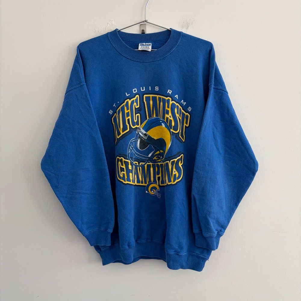 Vintage Gildan St Louis Rams NFC West Champions Sweatshirt Blue XL